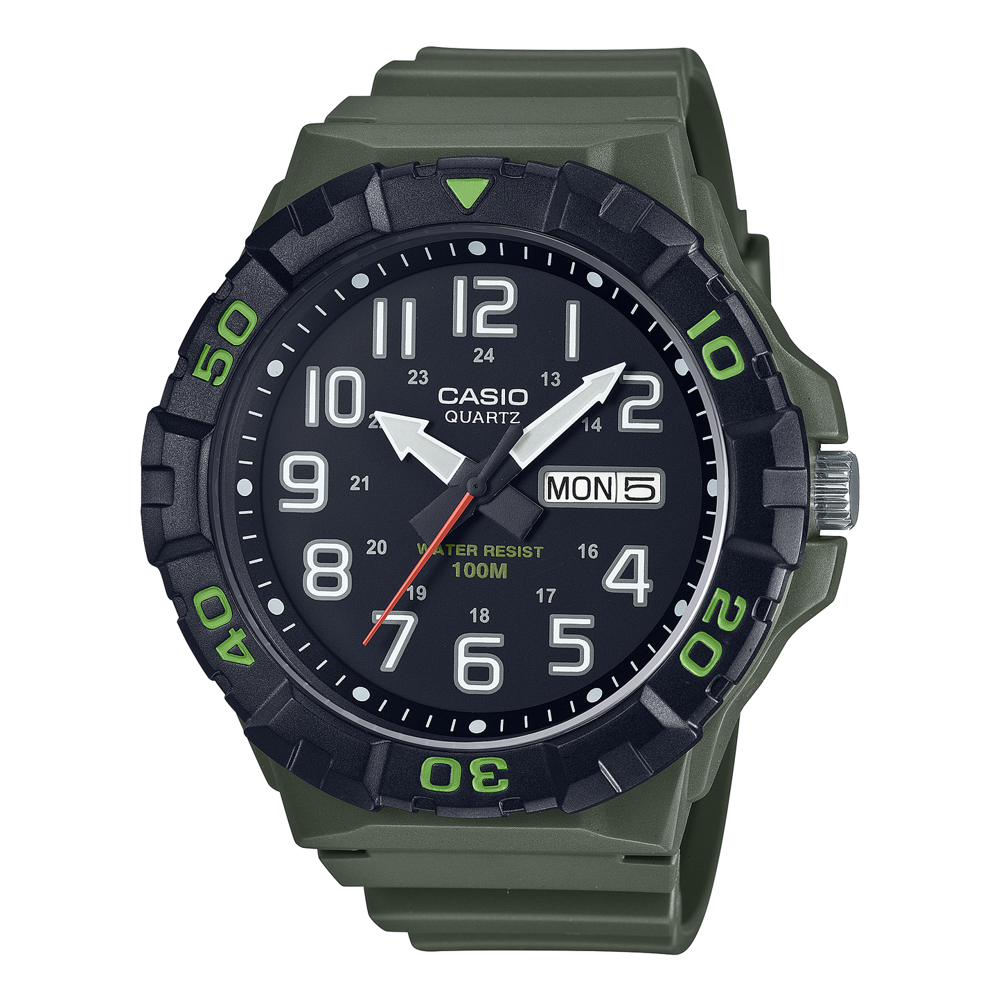 Casio MRW210H-3AV | Black and Hunter Green Analog Men's Watch