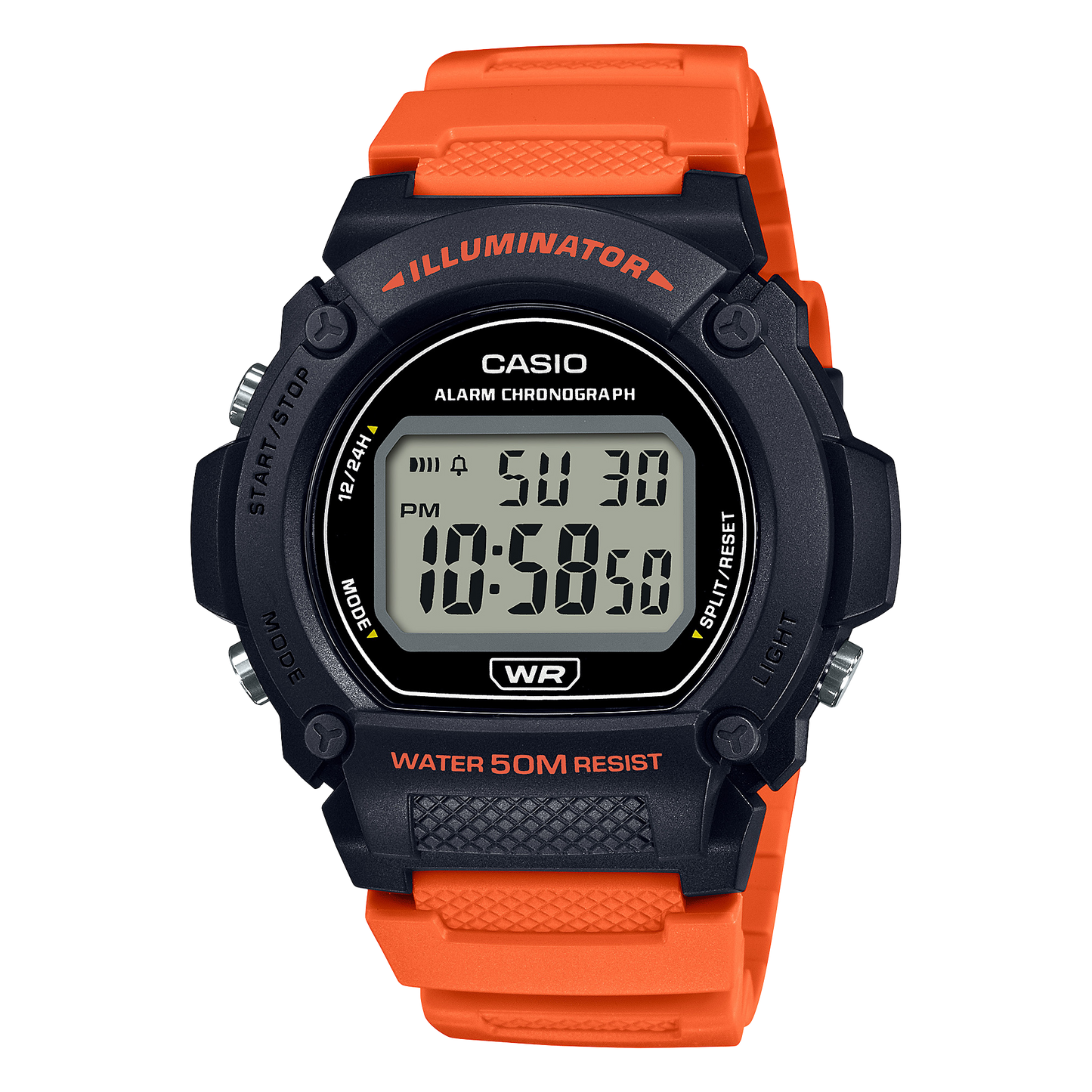 Casio W219H-4AV | Black and Orange Digital Men's Watch