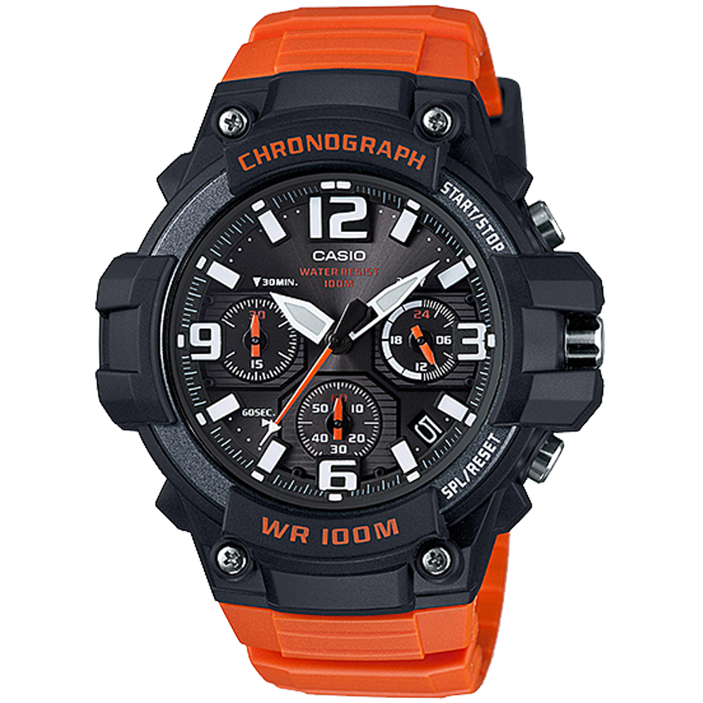 Casio MCW100H-4AV | Black and Orange Men's Analog Watch