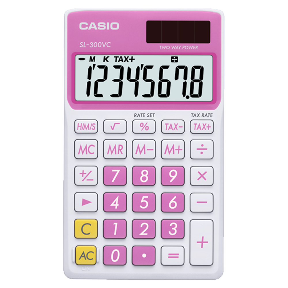 Casio SL300VC-PK | Pink and White Portable Calculator
