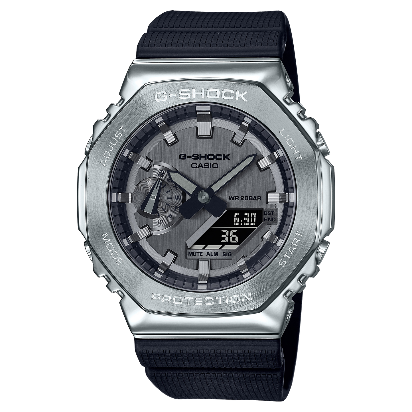 Casio GM2100-1ASW | Black/Silver Steel Metal Watch | Casio G-SHOCK