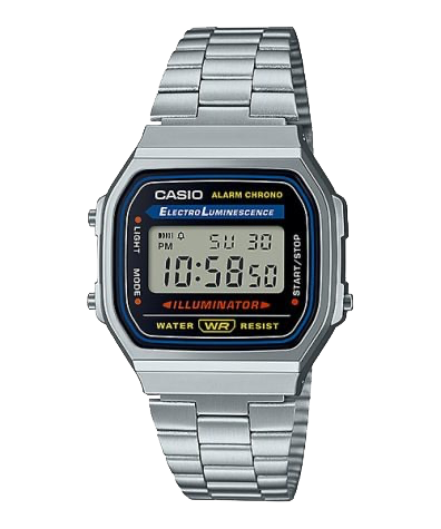 Casio A168W-1 | Vintage Silver and Black Metal Watch