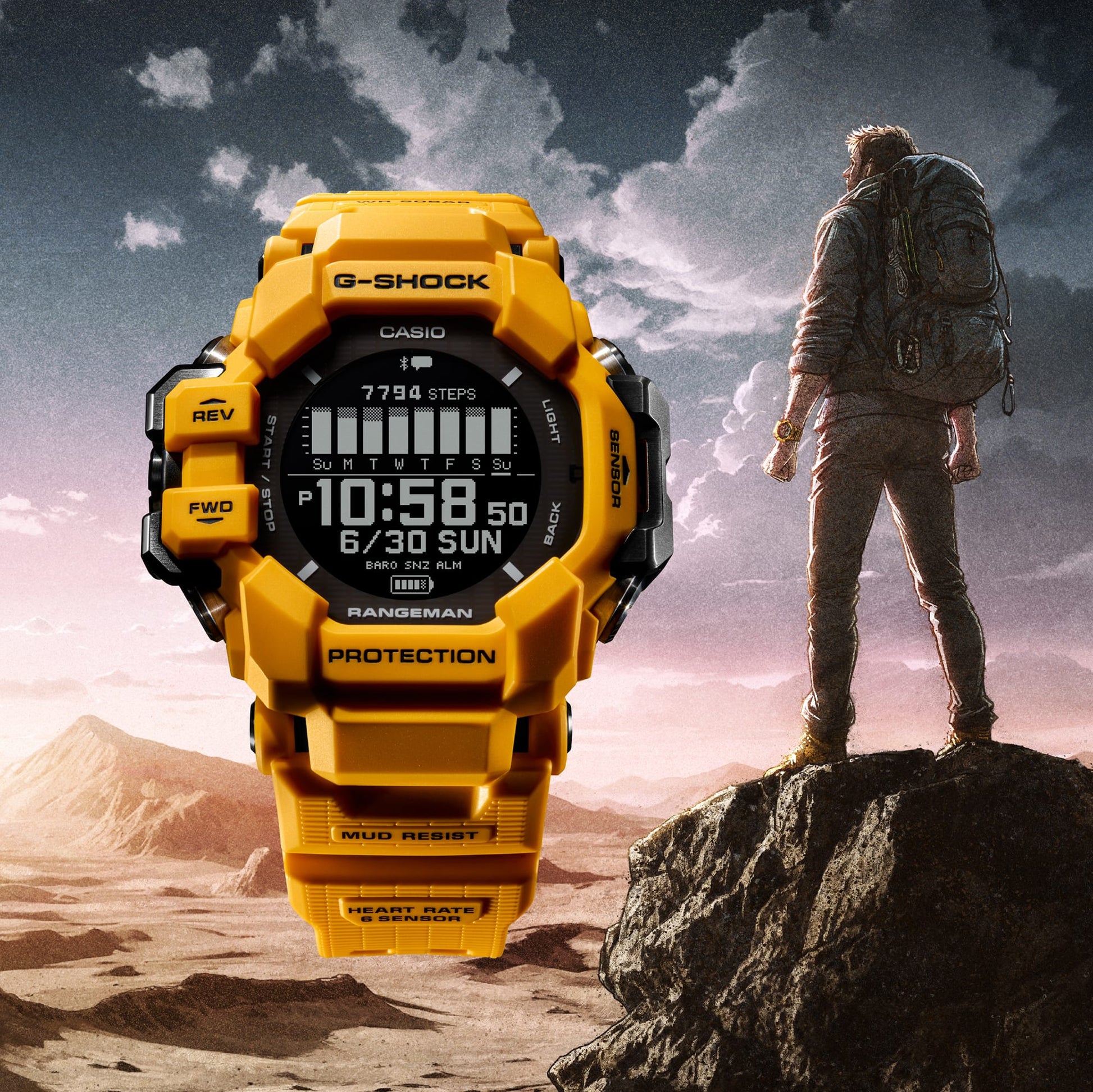 Casio GPRH1000-9 | Yellow Rangeman GPS Navigation Watch | Casio G-SHOCK