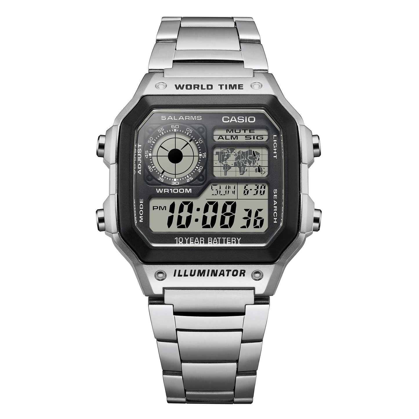 Casio AE1200WHD-1A | Stainless Steel Band World Time Watch