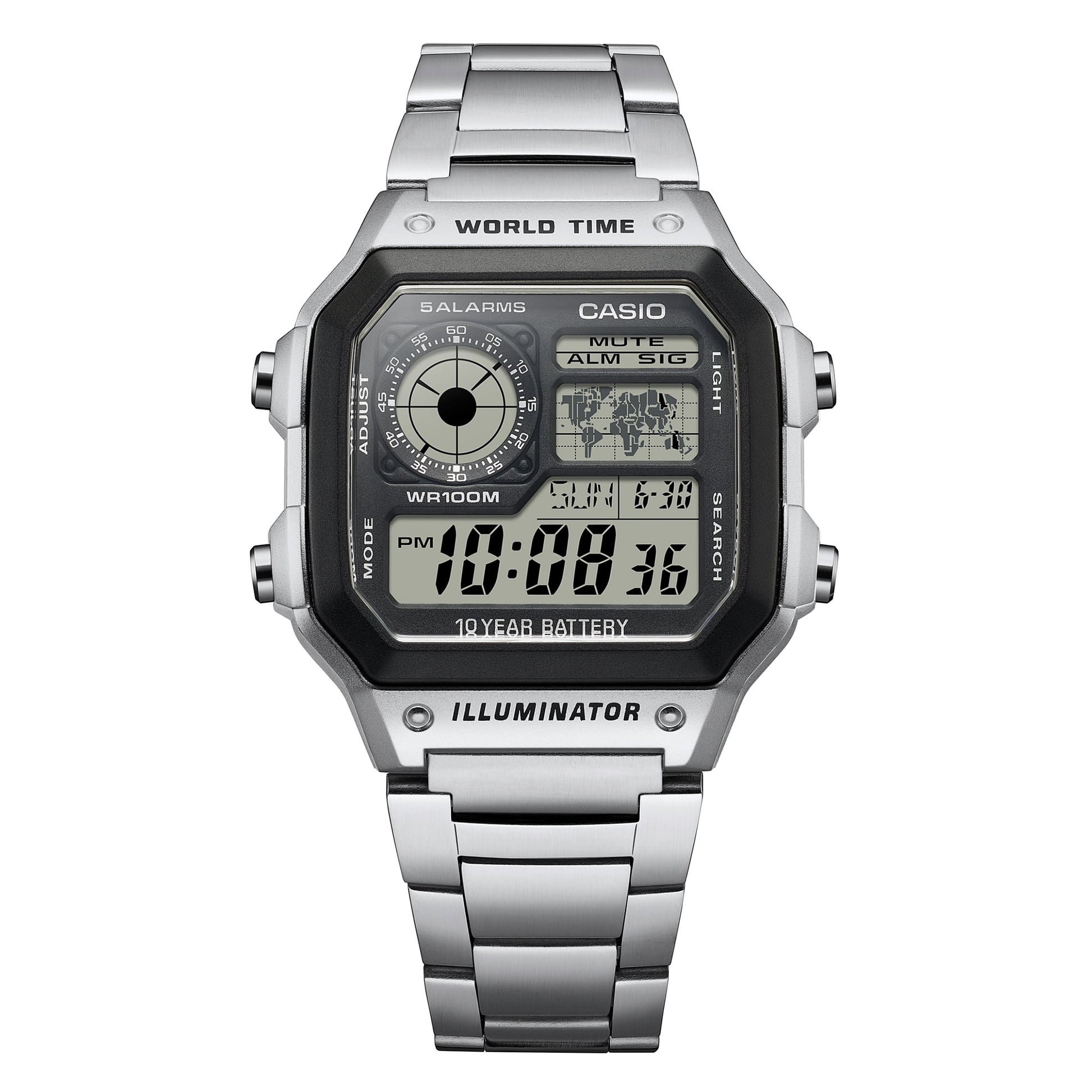 Casio AE1200WHD-1A | Stainless Steel Band World Time Watch