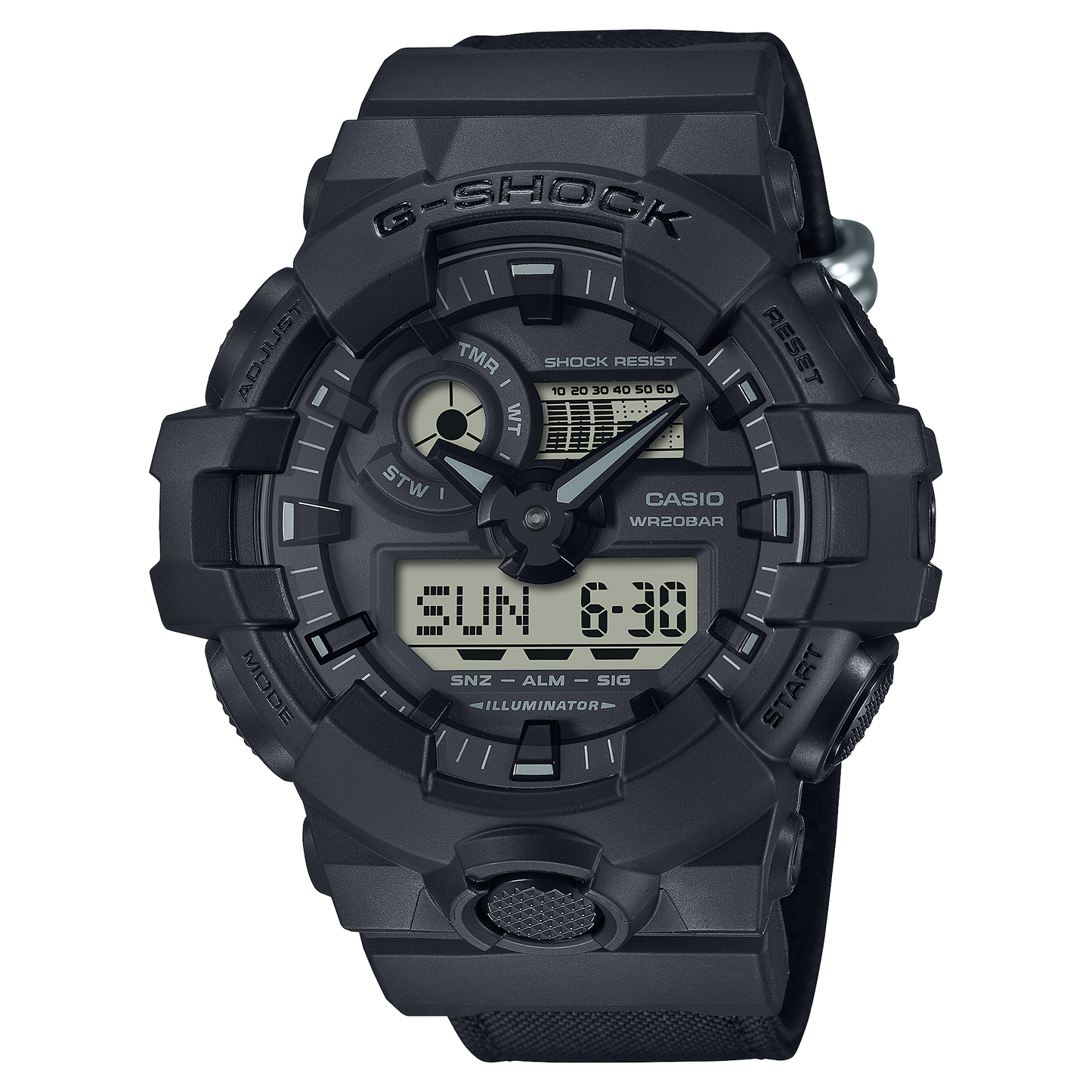 Casio GA700BCE-1A | G-SHOCK with Nylon Band – Black Digital Analog Watch | Casio G- SHOCK