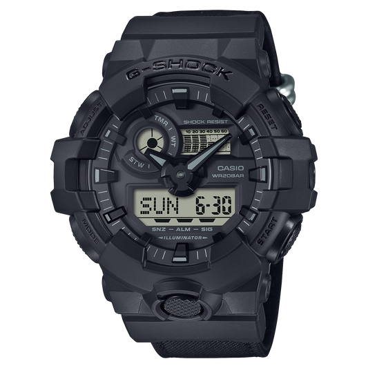 Casio GA700BCE-1A | G-SHOCK with Nylon Band – Black Digital Analog Watch | Casio G- SHOCK
