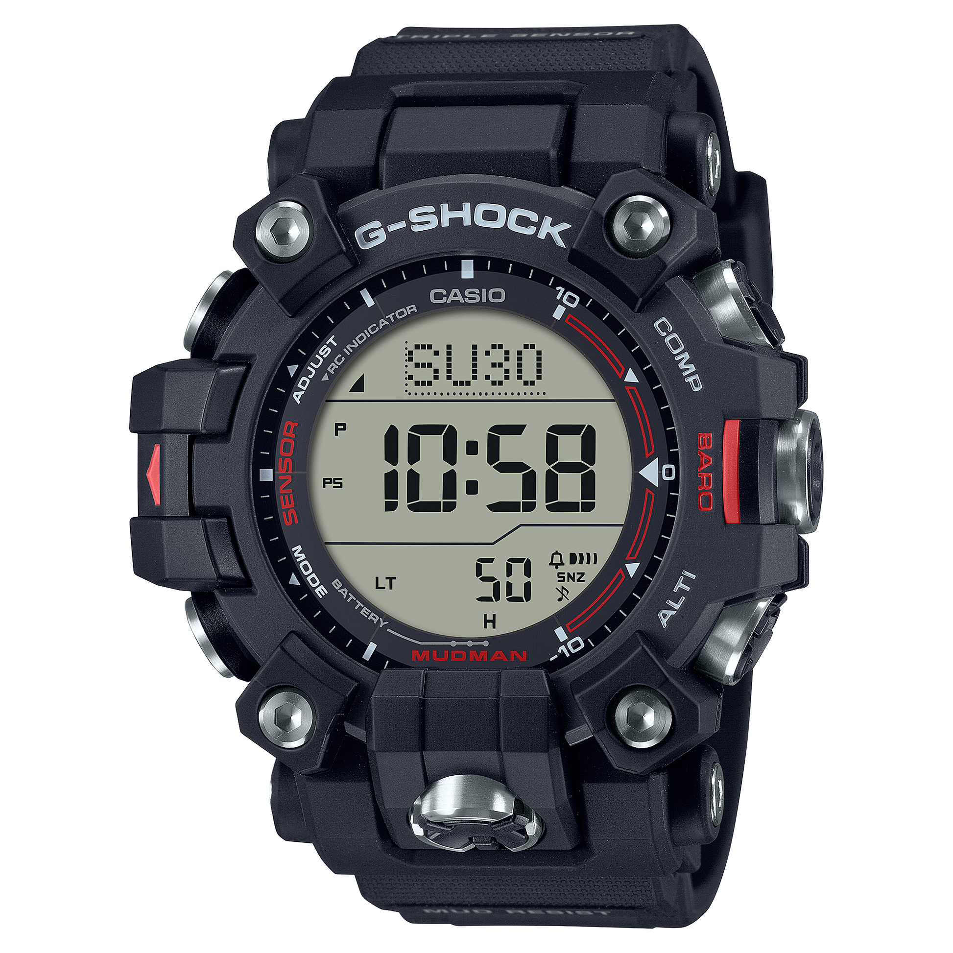 Casio GW9500-1 | G-SHOCK Bold Black & Red Triple-Sensor Watch