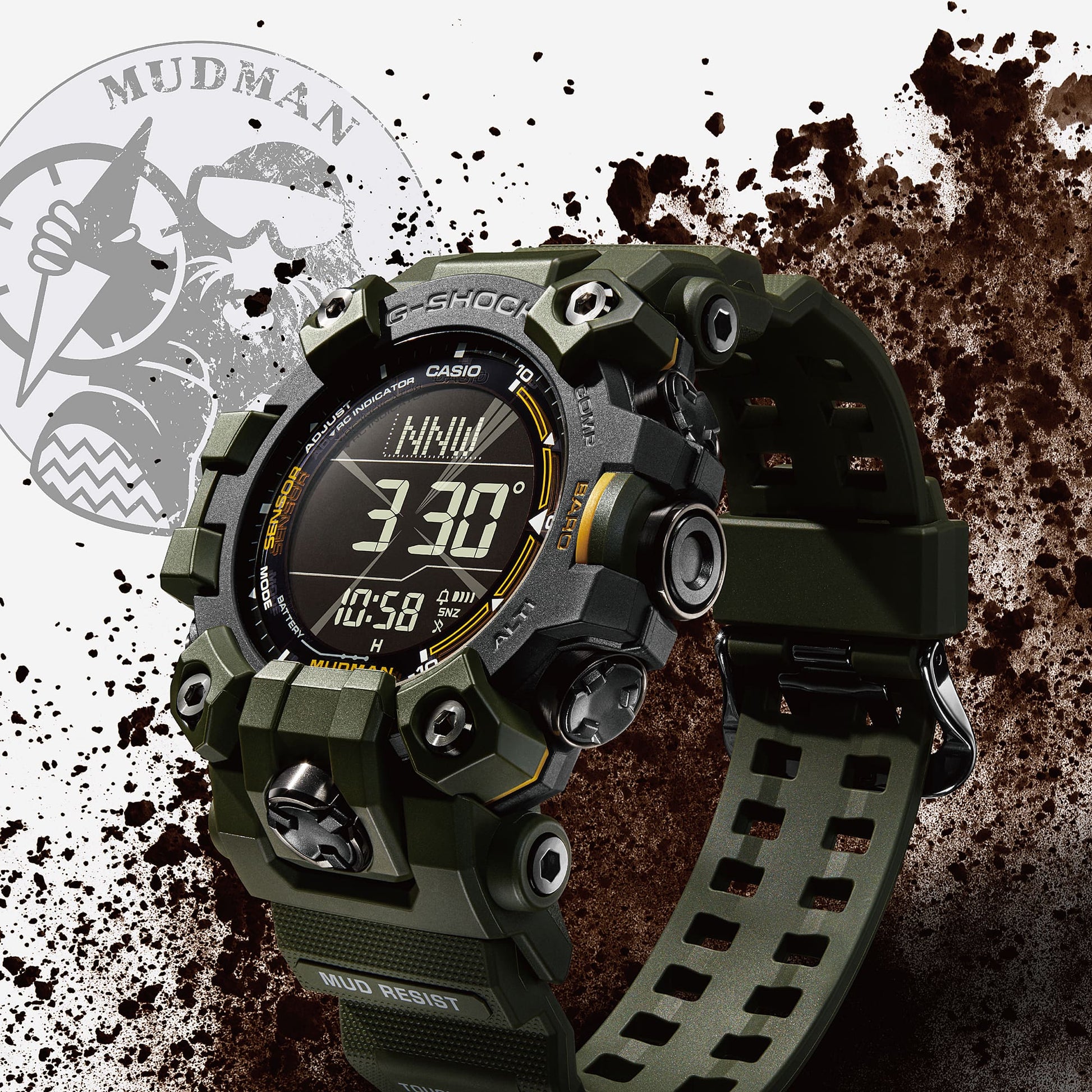 Casio GW9500-3 | G-SHOCK Dark Green + Black Master of G Mudman Watch