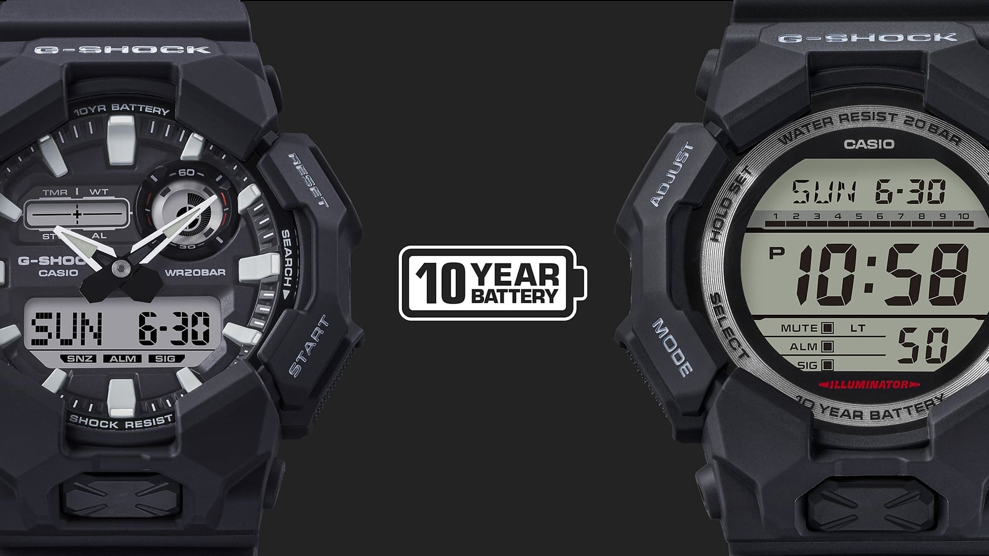 Casio GA010-1A | G-SHOCK ANALOG-DIGITAL Black