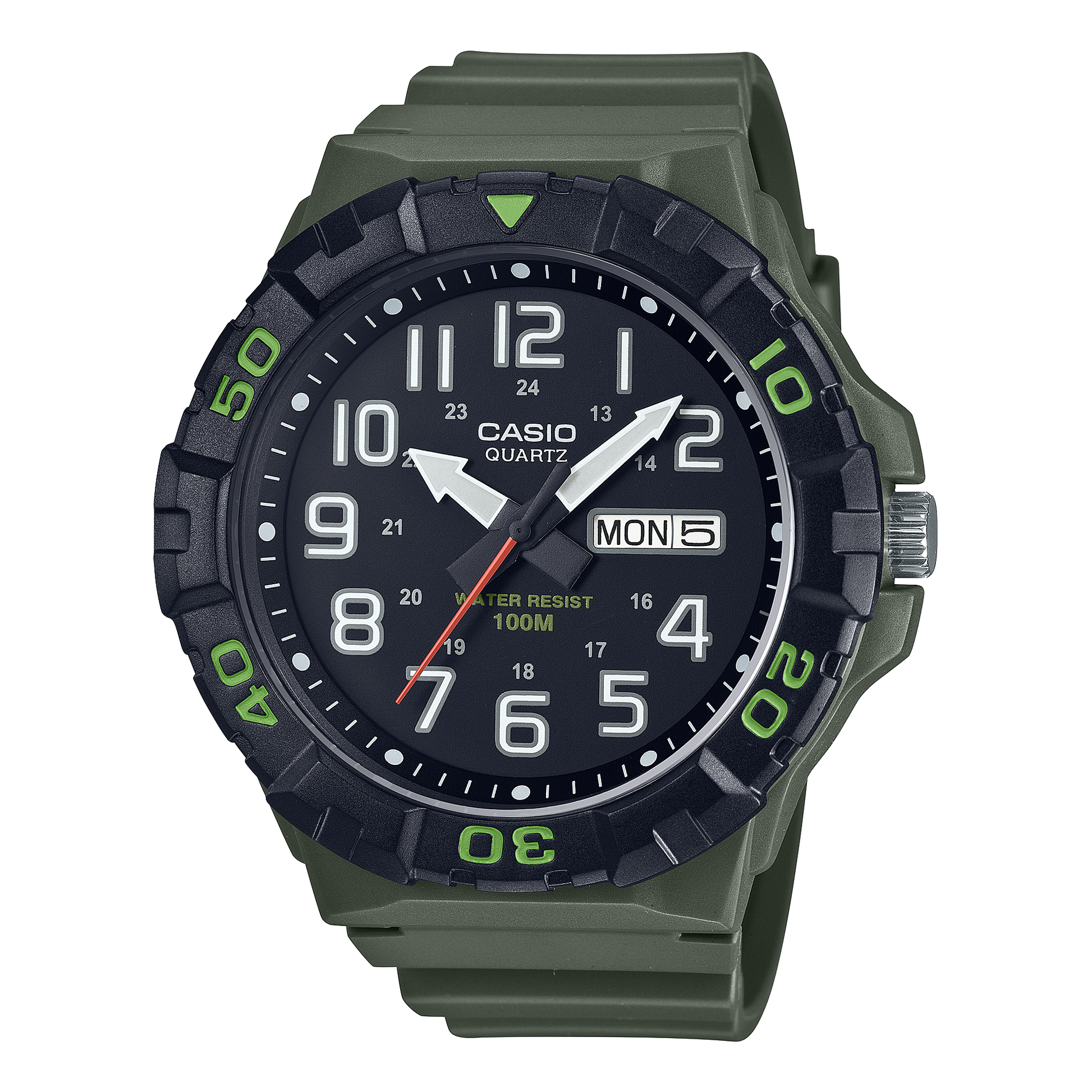 Casio MRW210H-3AV | Black and Hunter Green Analog Men's Watch