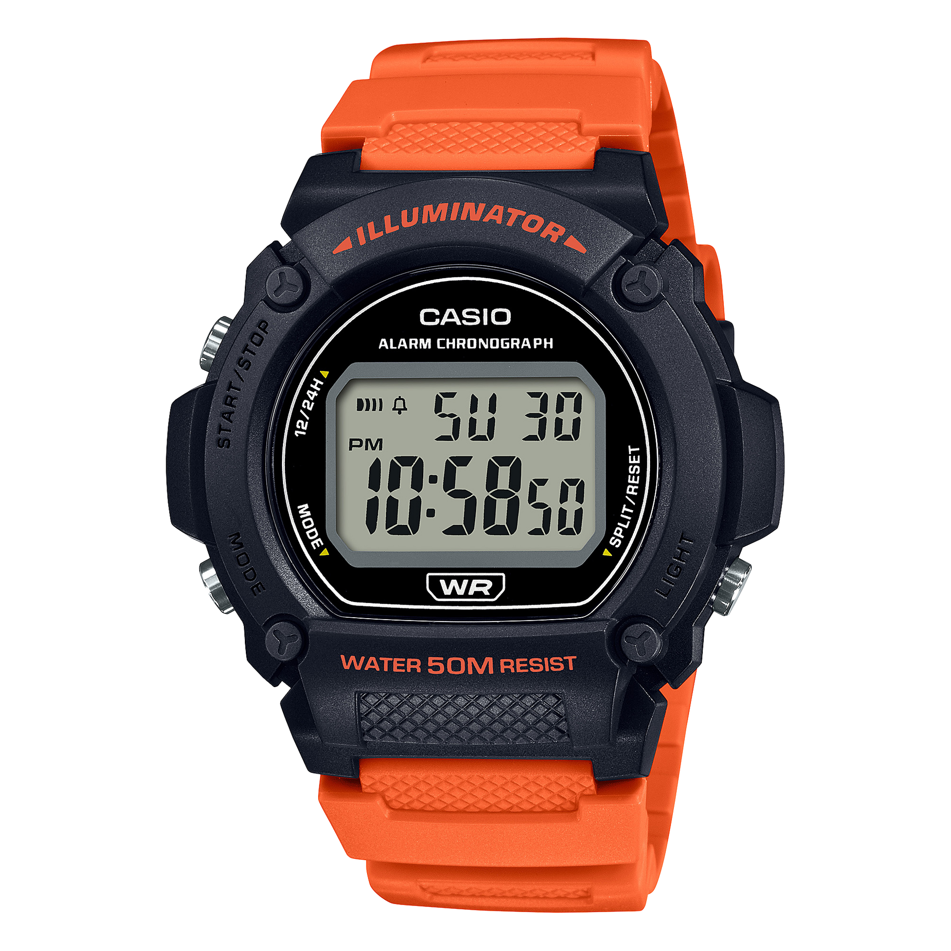 Casio W219H-4AV | Black and Orange Digital Men's Watch