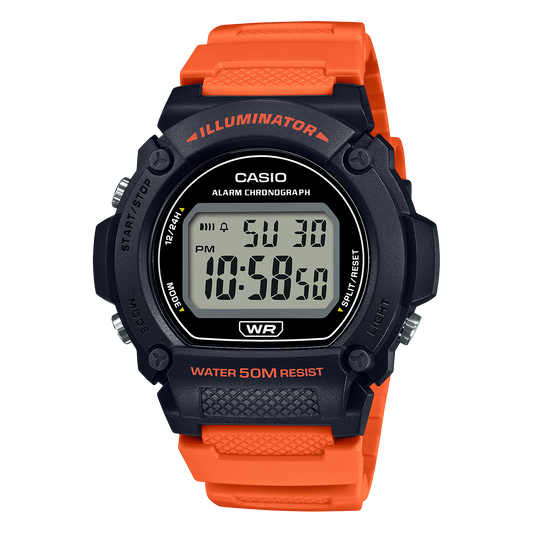 Casio W219H-4AV | Black and Orange Digital Men's Watch