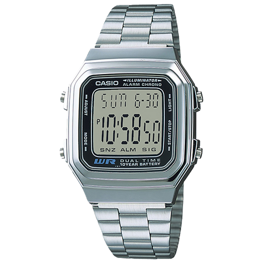 Casio A178WA-1A | Vintage Silver Digital Watch