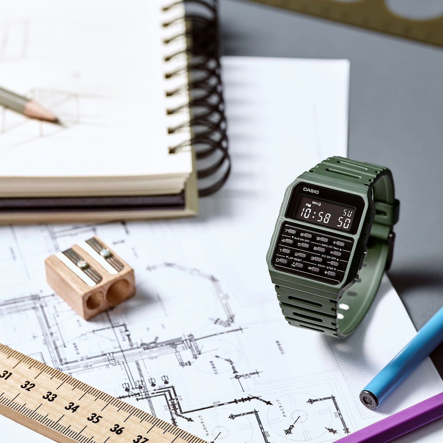 Casio CA53WF-3B | Olive Green Data Bank Watch