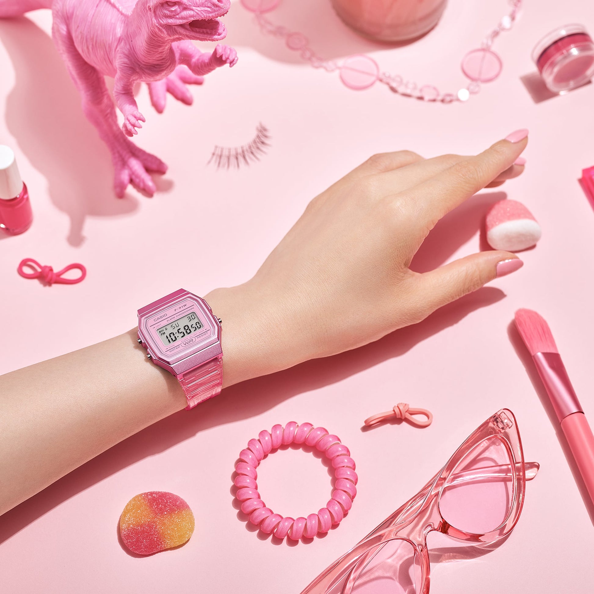 Casio F91WS-4 | Pink Translucent Digital Watch