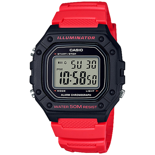 Casio W218H-4BV | Bright Red Digital Men's Watch