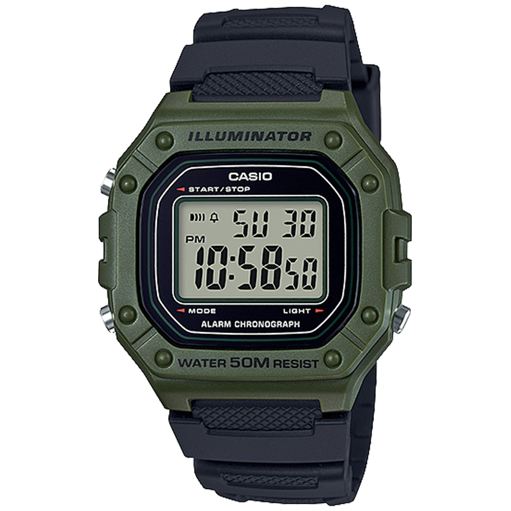 Casio W218H-3AV | Green Digital Watch