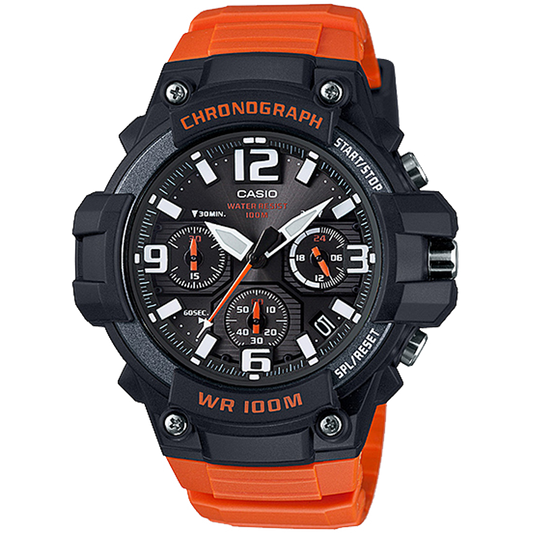 Casio MCW100H-4AV | Black and Orange Men's Analog Watch