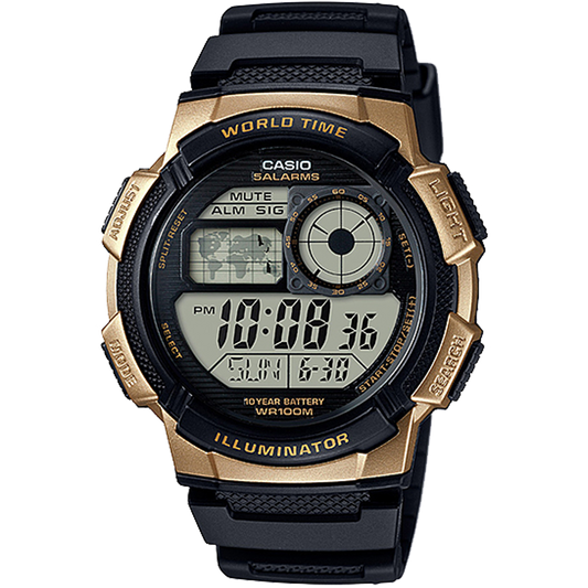 Casio AE1000W-1A3V | Illuminator Black and Gold Digital Watch