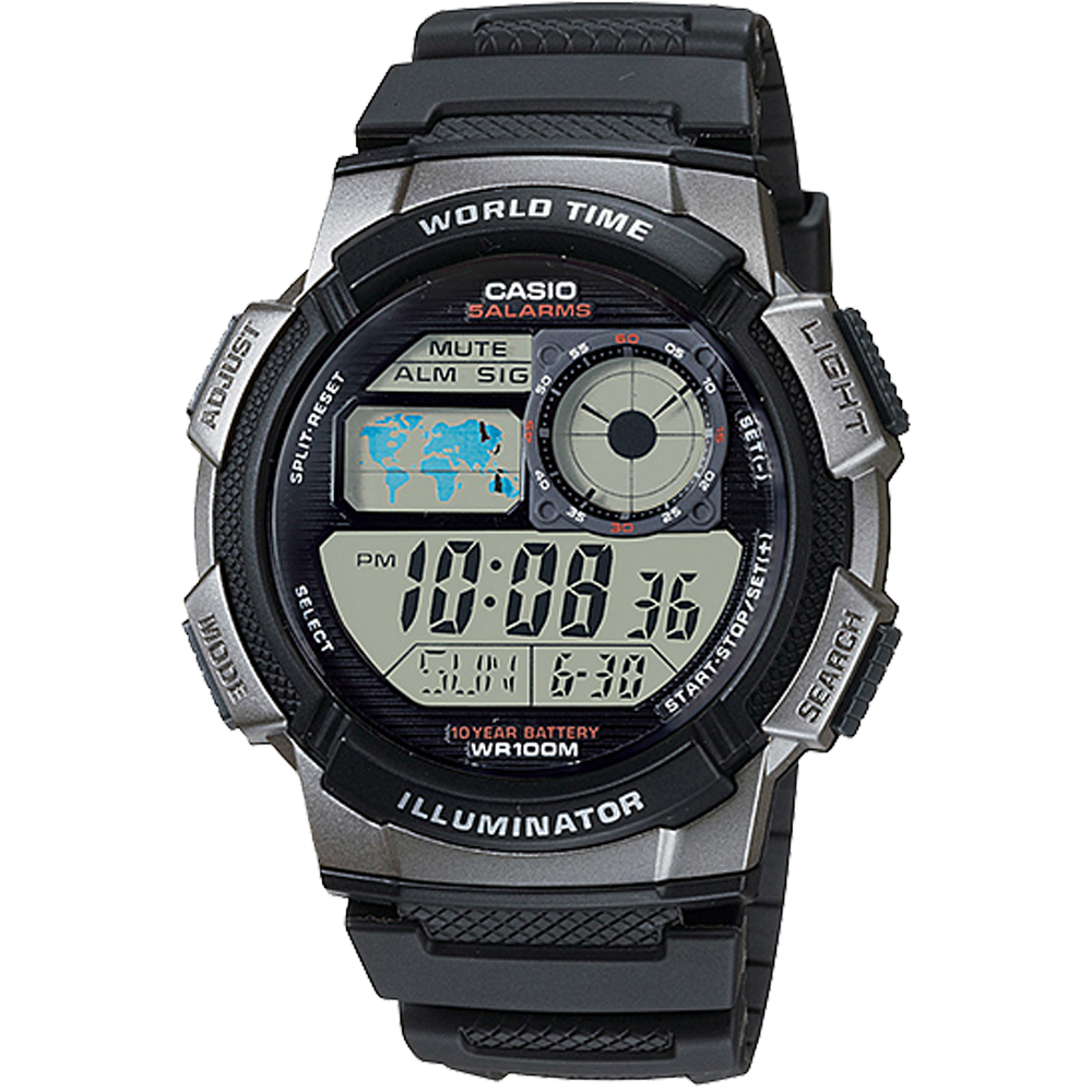 Casio AE1000W-1BV | Illuminator Black and Silver Digital Watch