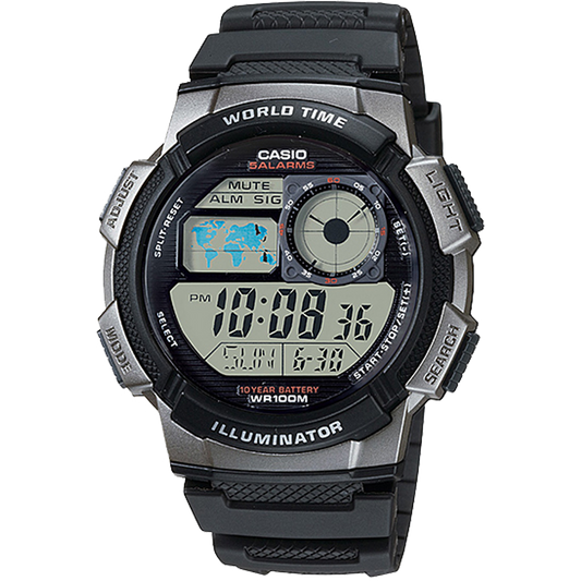 Casio AE1000W-1BV | Illuminator Black and Silver Digital Watch