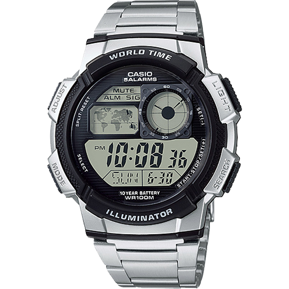 Casio AE1000WD-1AV | Illuminator Silver-Black Digital Watch