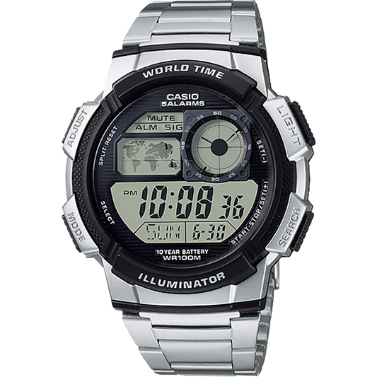 Casio AE1000WD-1AV | Illuminator Silver-Black Digital Watch