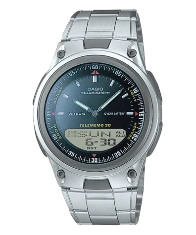 Casio AW80D-1AV | Analog-Digital Silver with Black Steel Watch