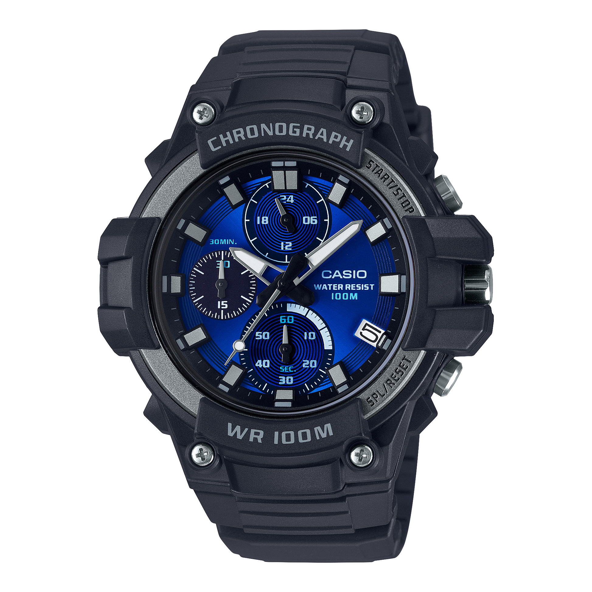Casio MCW110H-2A2V | Black and Royal Blue Men's Analog Watch