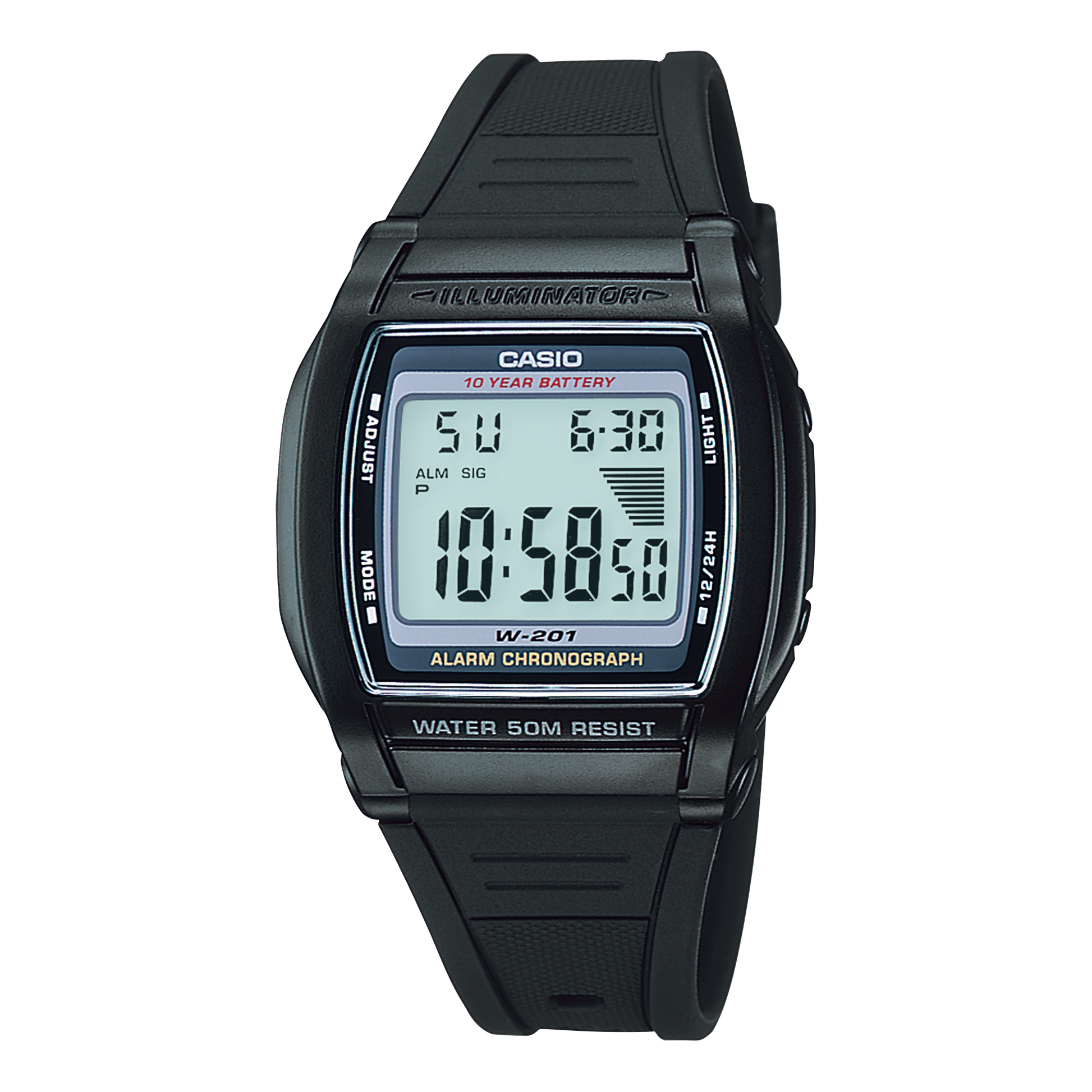 Casio W201-1AV | Black Digital Casual Classic Watch