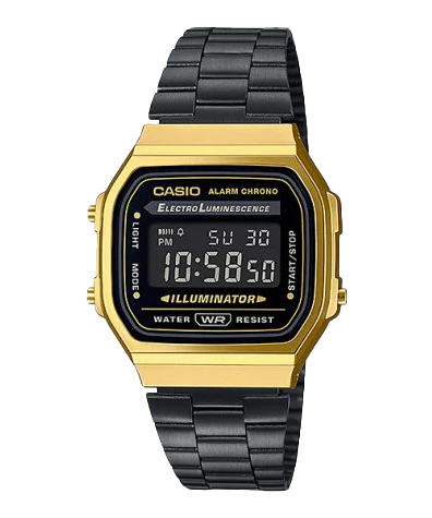Casio A168WEGB-1BVT | Vintage Black and Gold Metal Watch