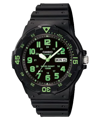 Casio MRW200H-3BV | Black and Green Analog Men's Watch