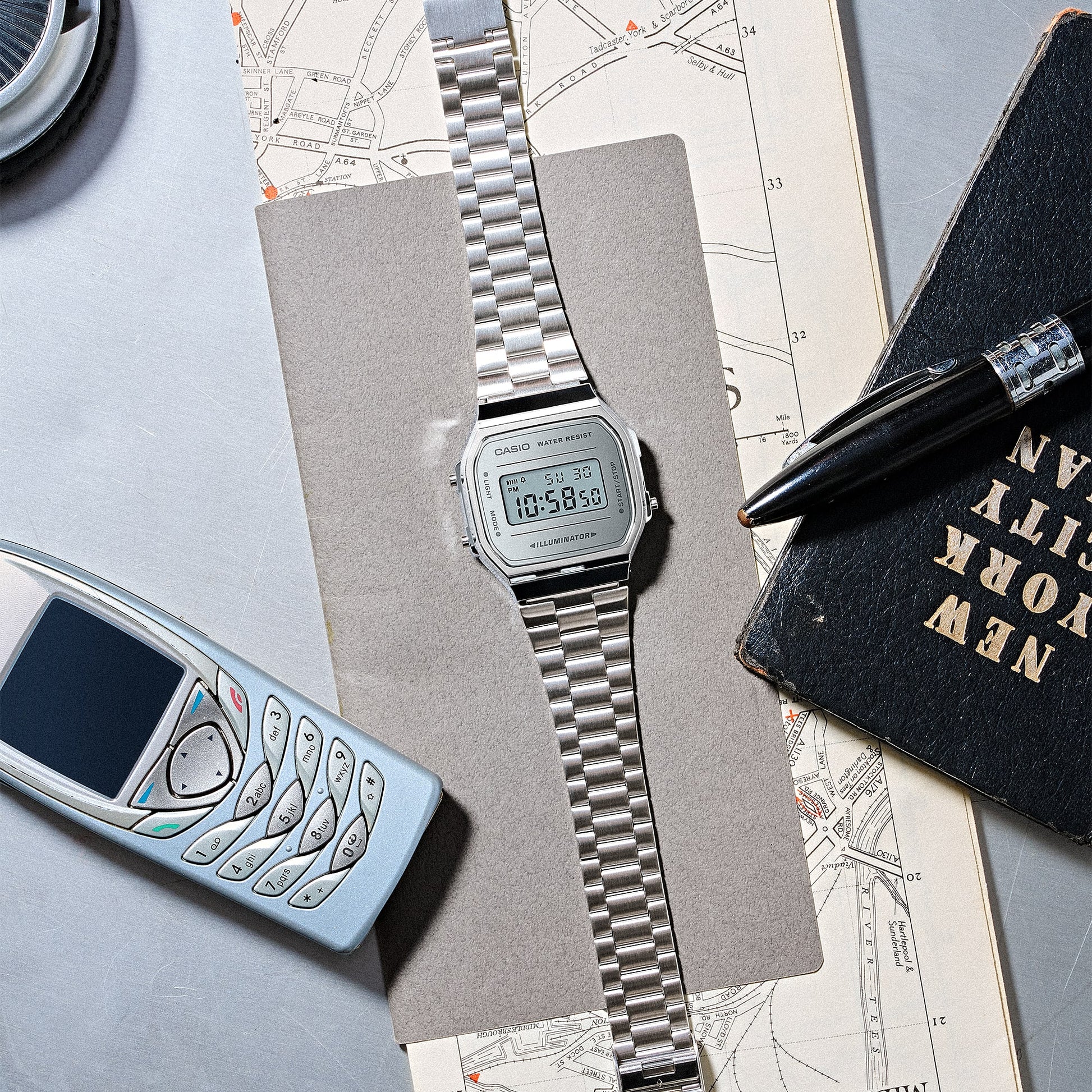 Casio A168WEM-7VT | Vintage Full Silver Metal Watch