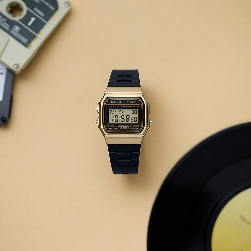 Casio F91WM-9A | Gold and Black Digital Watch