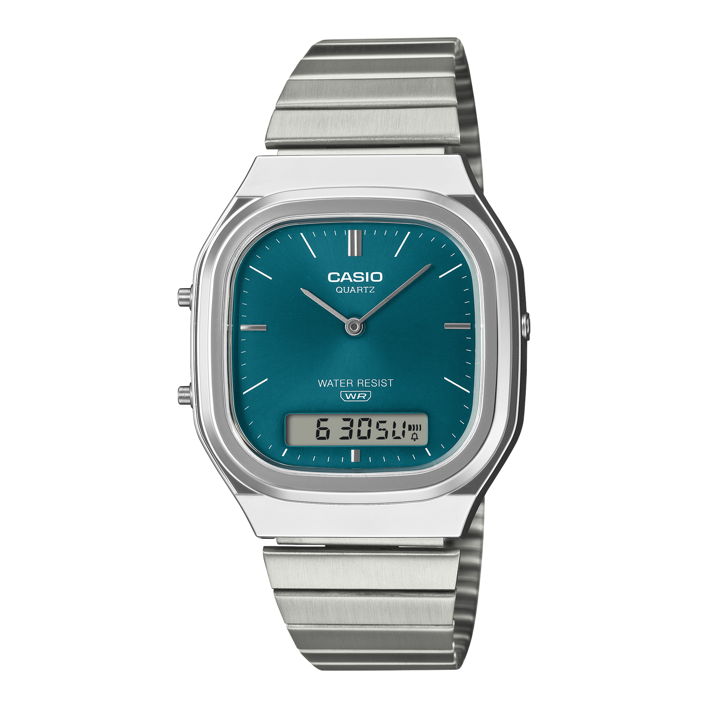 Casio AQ240E-3A | Vintage Analog-Digital Watch, Blue-Green Dial