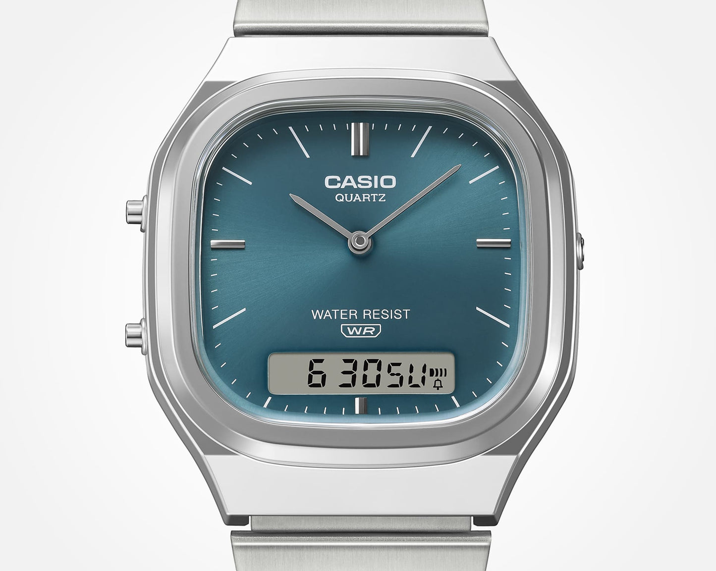 Casio AQ240E-3A | Vintage Analog-Digital Watch, Blue-Green Dial
