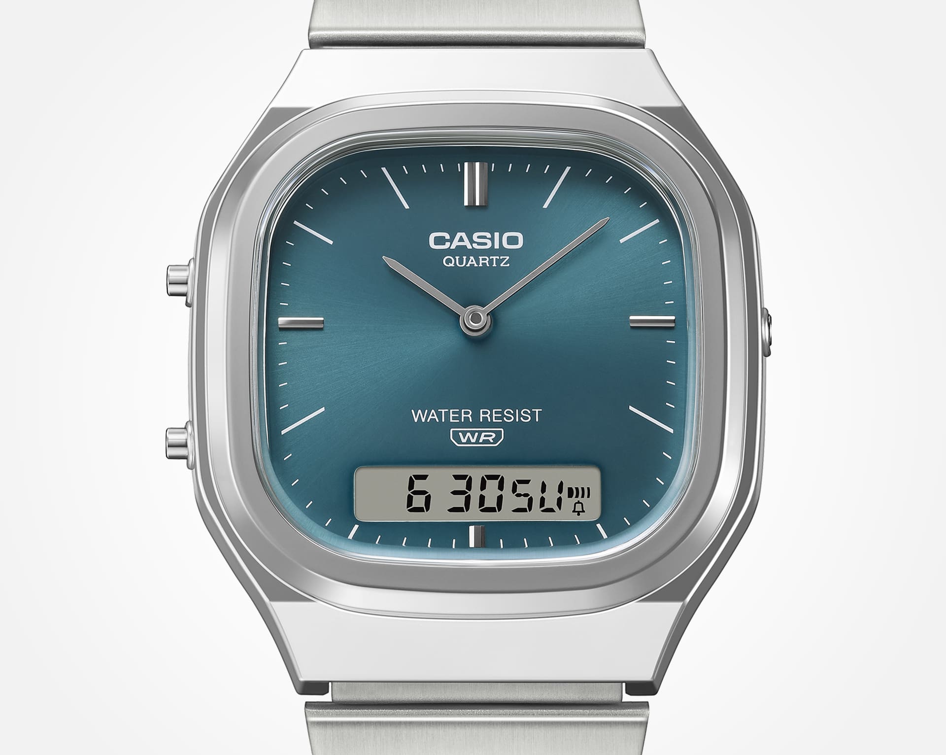 Casio AQ240E-3A | Vintage Analog-Digital Watch, Blue-Green Dial