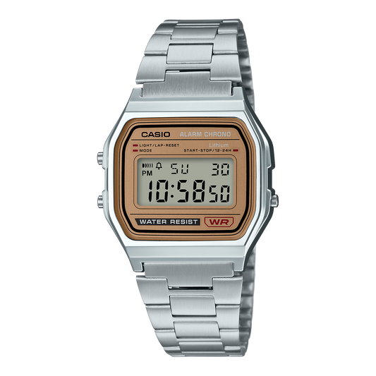 Casio A158WEA-9 | Vintage Silver and Gold Metal Watch