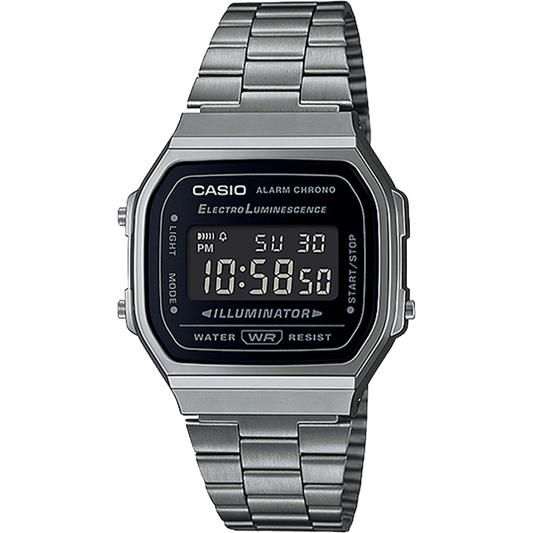 Casio A168WGG-1BVT | Vintage Silver and Black Metal Watch