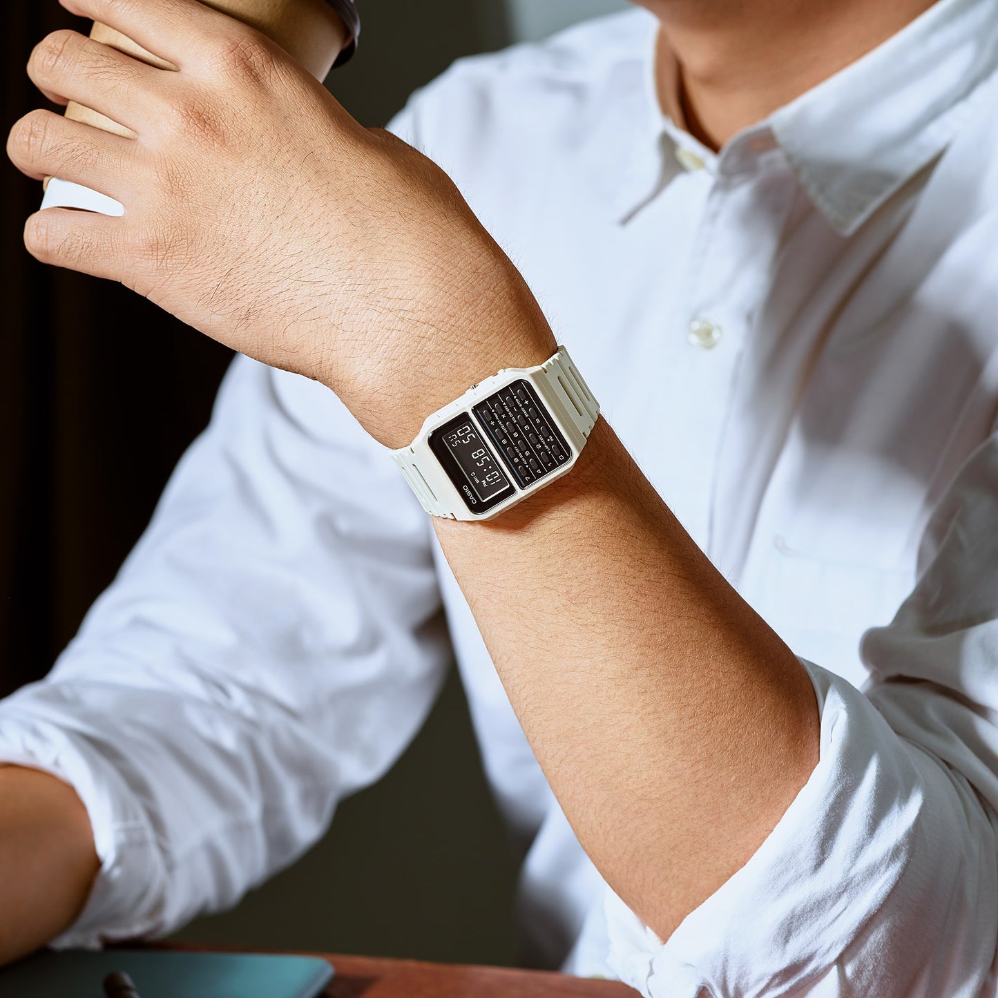 Casio CA53WF-8B | White Data Bank Watch