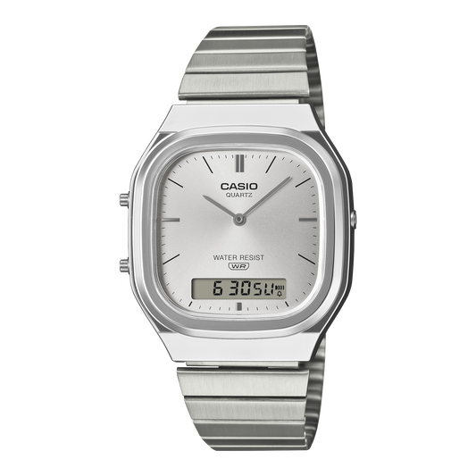 Casio AQ-240E-7A | Vintage Silver Watch with Dual Time
