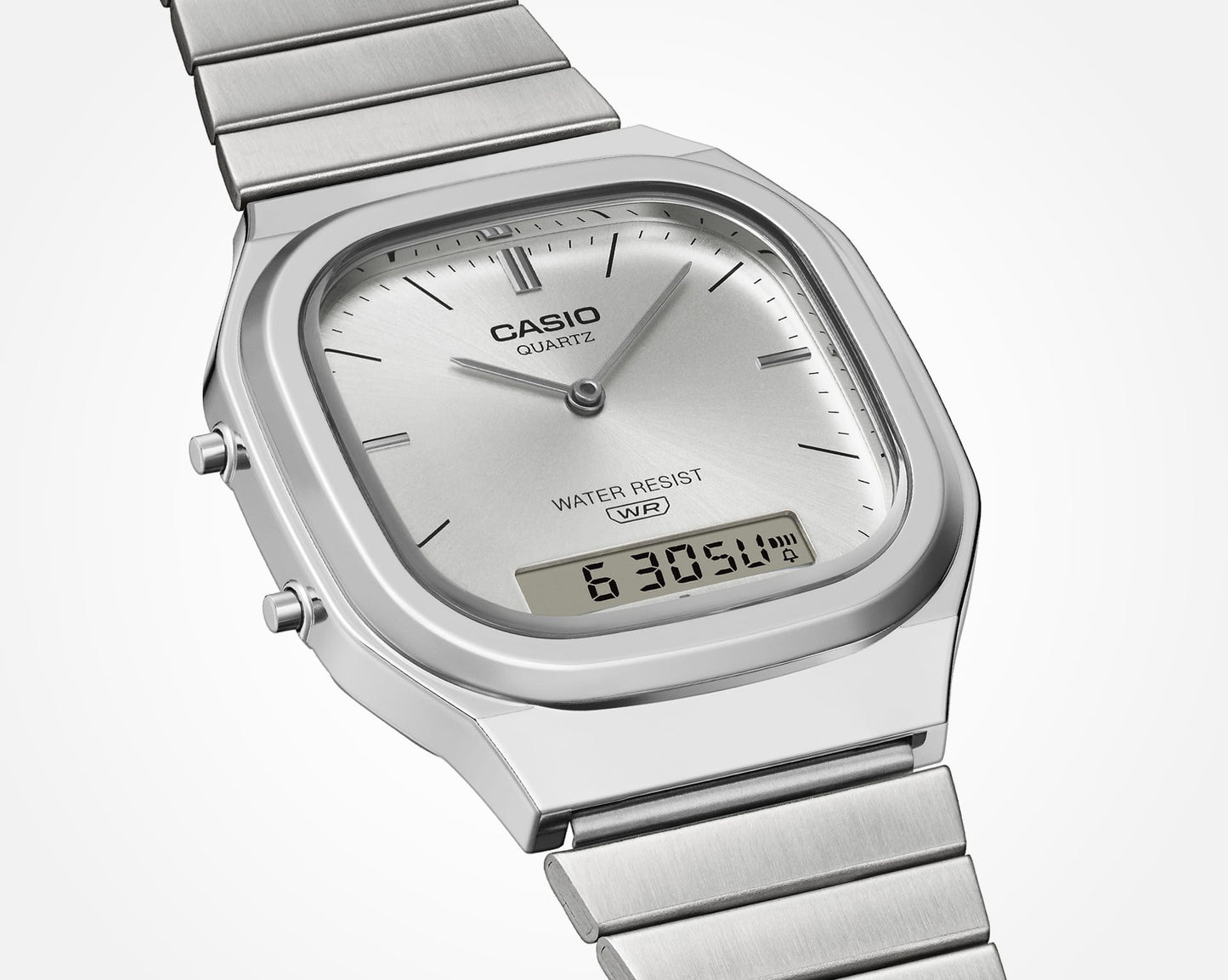 Casio AQ-240E-7A | Vintage Silver Watch with Dual Time