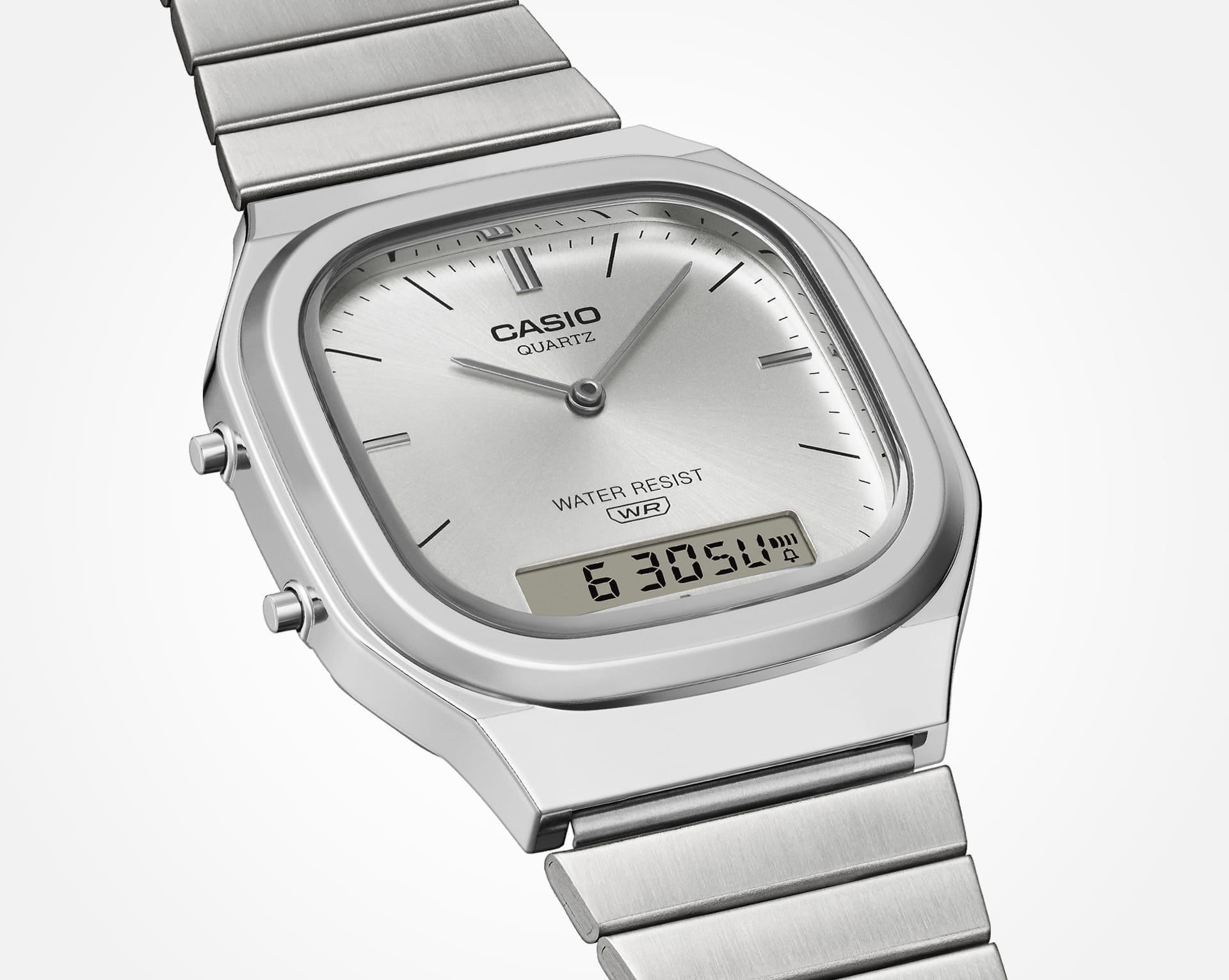 Casio AQ-240E-7A | Vintage Silver Watch with Dual Time