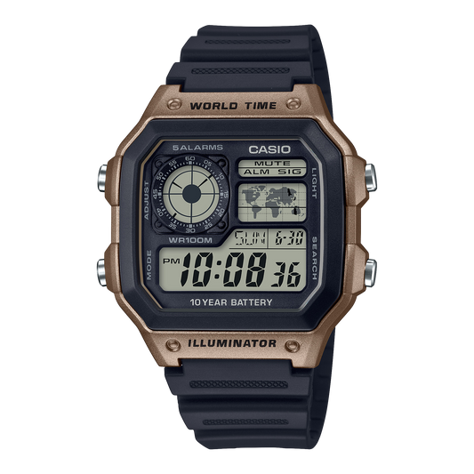 Casio AE1200WH-5AV | Illuminator Black and Brown Digital Watch