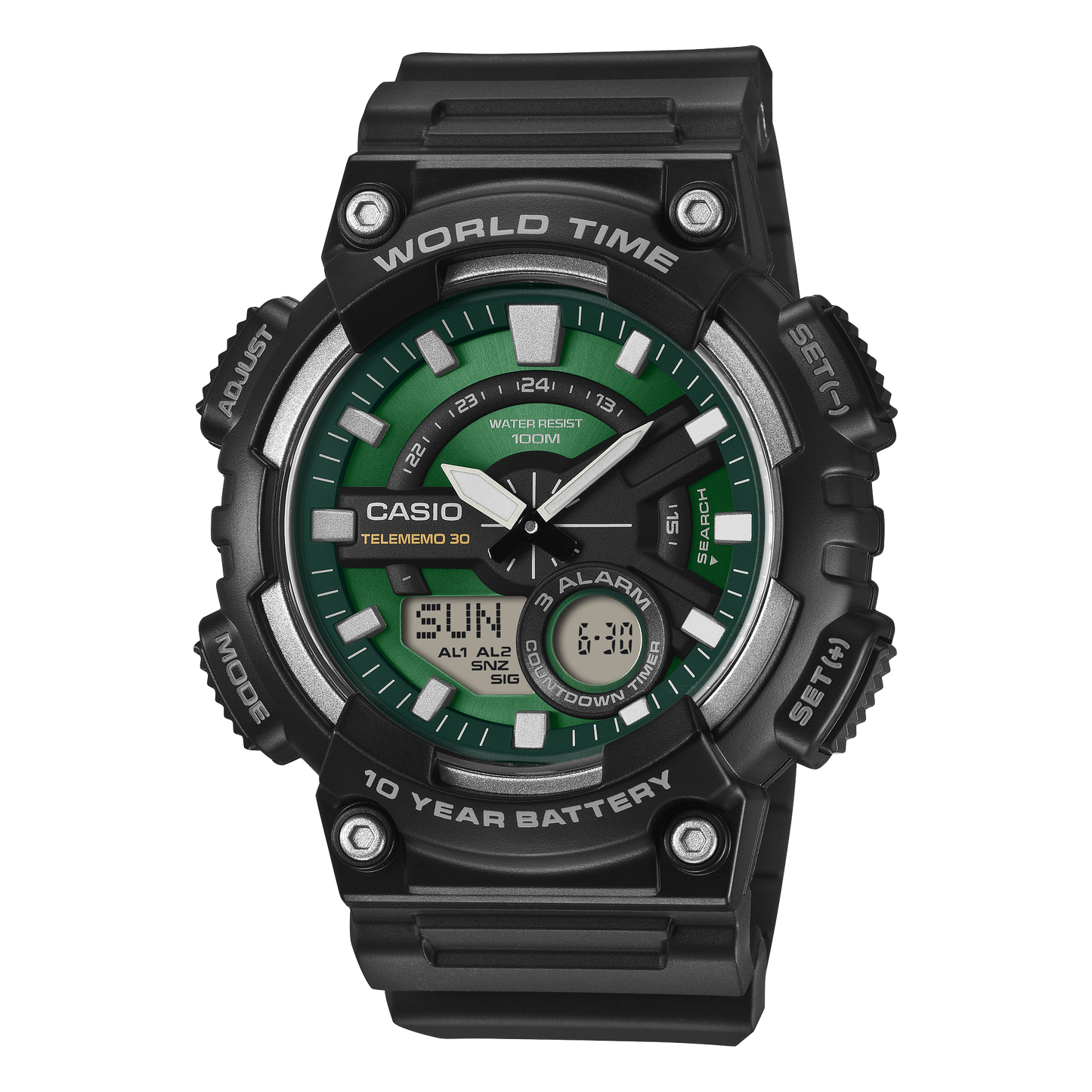 Casio AEQ110W-3A2V | Analog-Digital Combination Black