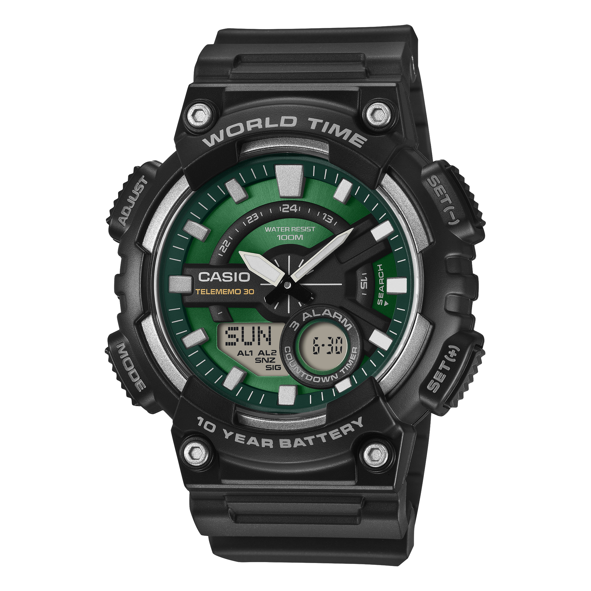 Casio AEQ110W-3A2V | Analog-Digital Combination Black
