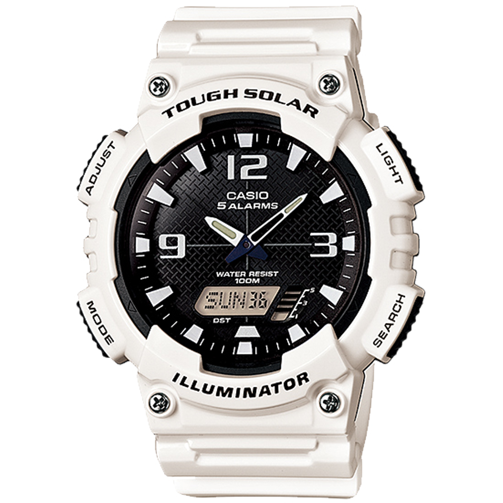 Casio AQS810WC-7AV | Analog-Digital White and Black Watch