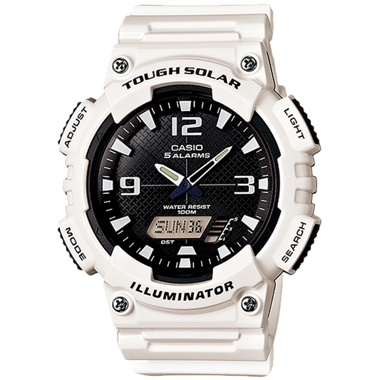 Casio AQS810WC-7AV | Analog-Digital White and Black Watch