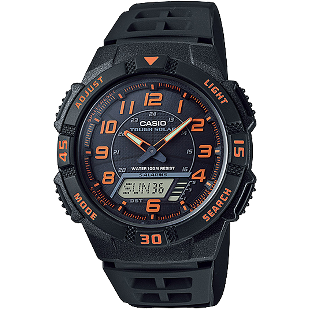Casio AQS800W-1B2V | Analog-Digital Black and Orange Watch